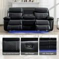 thumbnail image 2 of Comfort Stretch 3 Seater Power Recliner Chair Sofa Set for Living Room,Faux Leather Electric Black Home Theater Seating Reclining Sofa Couch with Flipped Middle Backrest,LED Light,USB Port,Cup Holders, 2 of 7