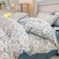 thumbnail image 1 of INS Girls Cherry Bedding Set Soft Washed Cotton Bed Sheet Queen King Size Simple Quilt Cover Pillowcase Bed Linens, 1 of 7