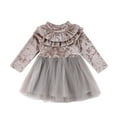 thumbnail image 1 of ITFABS Bébé Filles Velours Polaire Robe Volant Col Rond Manches Longues Robe, 1 of 7
