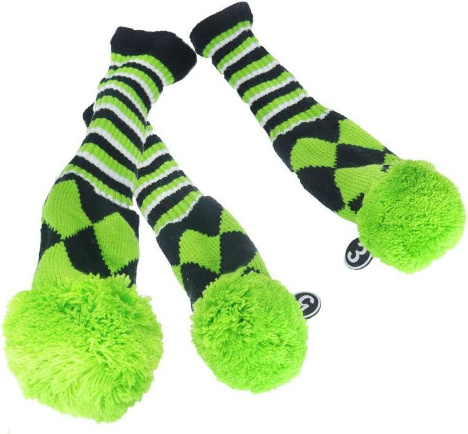 3 pcs/Set Golf Club Pom Pom Knit Cover for Driver, Fairway Wood and Hybrid HeadCovers