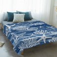 thumbnail image 4 of Navy Blue Coastal Blanket Soft Cozy Warm Throw Blanket for Couch, Plush Fuzzy Flannel Fleece Blankets for Sofa, Summer Beach Nautical Starfish Coral Vintage Bed Blankets Gifts for Men, 40"x50", 4 of 9