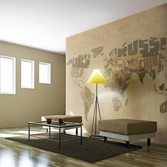 Tiptophomedecor World Map Wallpaper Wall Mural - Map In Aesthetic Colors