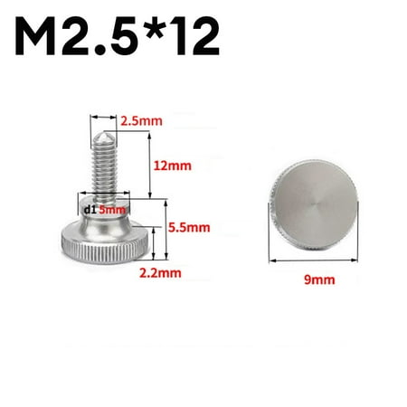 

M2.5 GB834 304 Stainless Steel Knurl Head Hand Tighten Glass Lock Thumb Screw M12-40Black