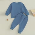 thumbnail image 2 of Zehjuhan Toddler Boy 2-Piece Baby Boy Solid Color Long Sleeve Shirt and Pant Clothing Set for Winter Fall Blue，3-6M, 2 of 7
