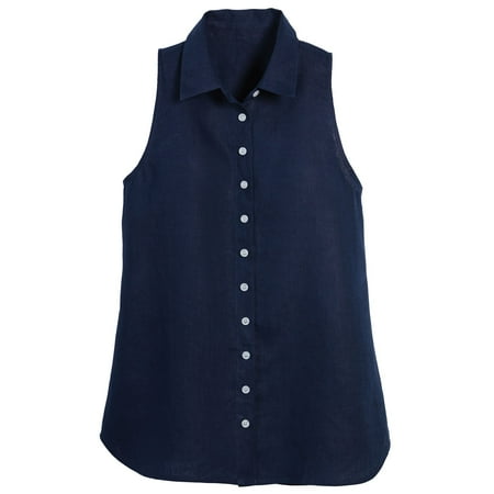 

Linen Button Down Navy Blue Large