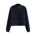 thumbnail image 1 of Chaqueta de primavera para mujer con bolsillos, estilo casual. Azul oscuro, 1 of 9