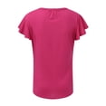 thumbnail image 6 of YOTMKGDO Summer Outfits for Women, Womens Short Sleeve Tops, Womens Tops Dressy Casual Shirred V Neck T Shirts Ruffle Sleeve Tops Summer Fashion T Shirt, Pink Top, S, 6 of 6