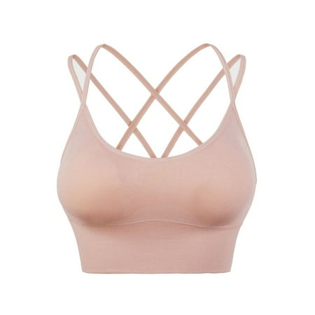 

Valcatch Women s Low Impact Strappy Sports Bra - Low Cut Wirefree Padded Yoga Bra Criss Cross Back