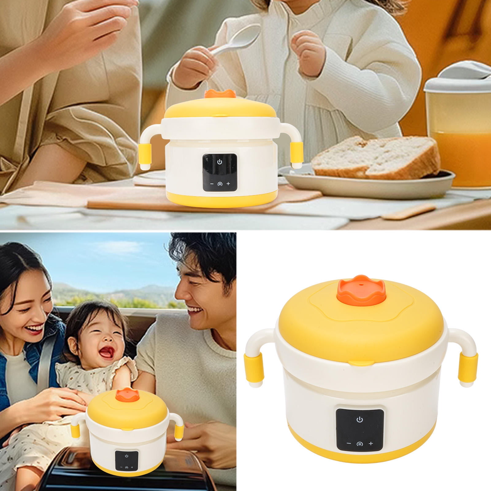 Yajisi Smart Electric Baby Food Warmer Bowl Portable Heated Toddler Feeding Container 4500mAh Rechargeable Battery 316 Stainless Steel Thermal Dish 8.3 inches / 21 cm BPA-Free