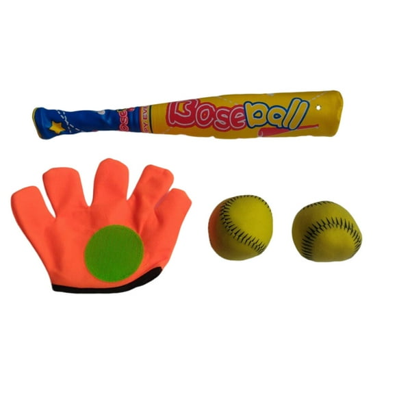 relayinert 4pcs Baby Baseball Game Set Sticky Kids Toys Entertaining Children Bat Gloves Indoor Softball Game Gift Wheel Stuffed Toy