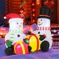 thumbnail image 1 of Gymax 5FT Long Christmas Inflatables LED Lighted Xmas Double Inflatable Snowmen, 1 of 10