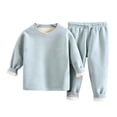 thumbnail image 2 of LvhaoGJOB Little Kids Boys Sweatshirt and Pants Outfit Set, Light Blue - sherpa fleece cuffs, cream sherpa lining, 2 of 7