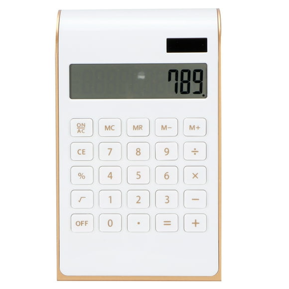 Calculadora portátil de 10 dígitos, ultradelgada, con energía solar, para el hogar, la oficina y los negocios, con pantalla LCD blanca.