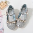 thumbnail image 6 of Gubotare Flower Girls Dress Shoes Girls High Heel Dress Shoes Mary Jane Wedding Party Pumps Princess Shoes Heart Pearl Leather Bow Pink Little Kid,Silver 11, 6 of 7