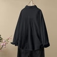 thumbnail image 4 of Womens Cotton Button Down Shirt 2024 Fall Casual Long Sleeve Solid Color Shirts Loose Work Tops with Pockets, 4 of 4