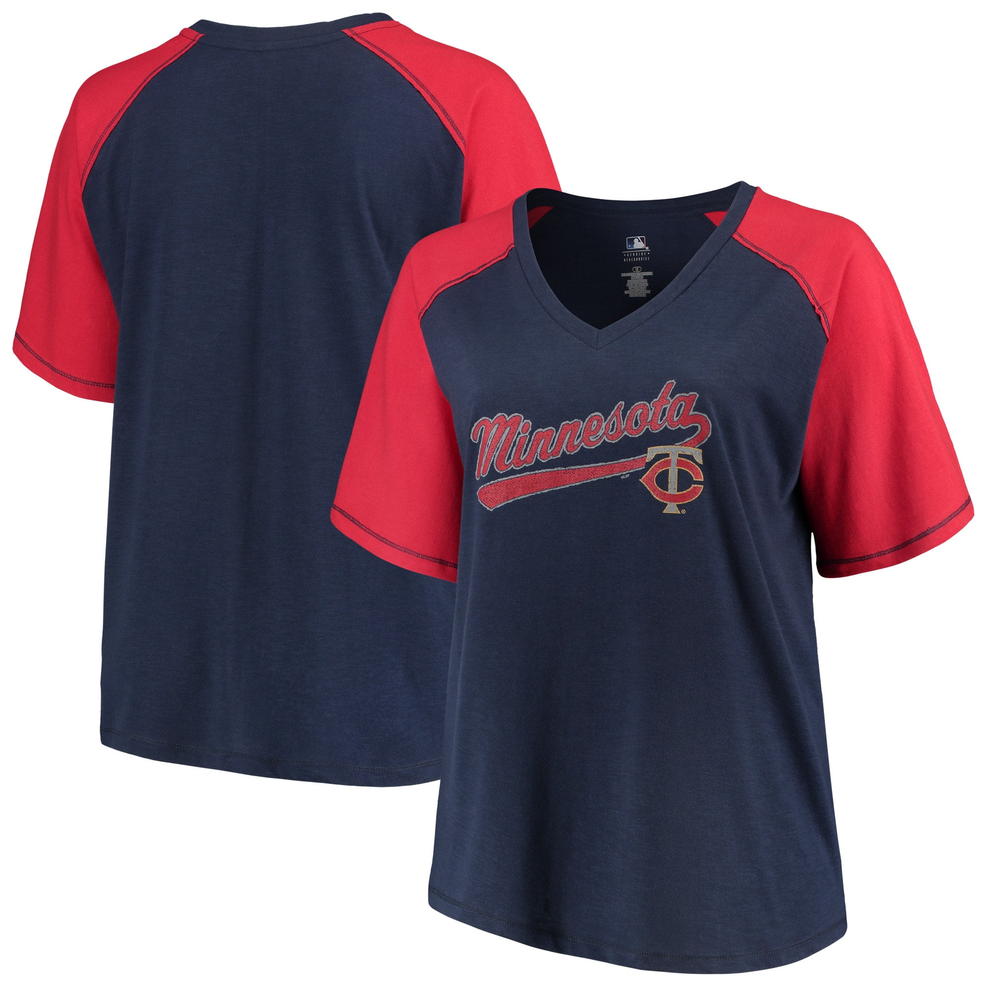 Women's Majestic Navy/Red Minnesota Twins Plus Size High Percentage ...