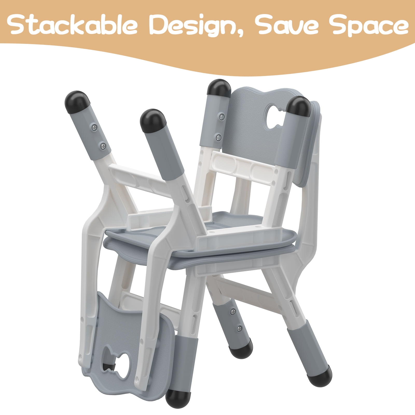 2 Pack Adjustable Kid Kitchen Chairs Indoor 3 Level Adjustable Suitable for Children Age 2-10. Maximum Load-Bearing 220LBS Suitable for Family Classroom and Nursery Child Seat Set