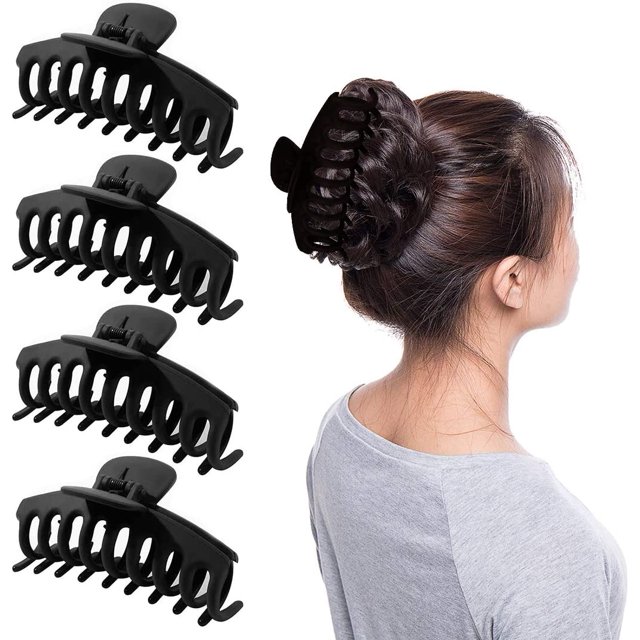 4 Piezas Pinzas para el Cabello, Pinzas para el Cabello, Pinzas para el Cabello para Niña, Pinzas para el Cabello, Pinzas para el Cabello Antideslizantes para Cabello Grueso.Negro Esmerilado ER