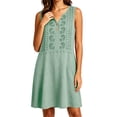 thumbnail image 6 of Kukoosong Women's Sleeveless Embroidered Tank Dress with Pockets, V-Neck Button Front Mini Casual Loose Flowy A-Line Tunic Dress, Summer Beach Boho Dress, 6 of 6