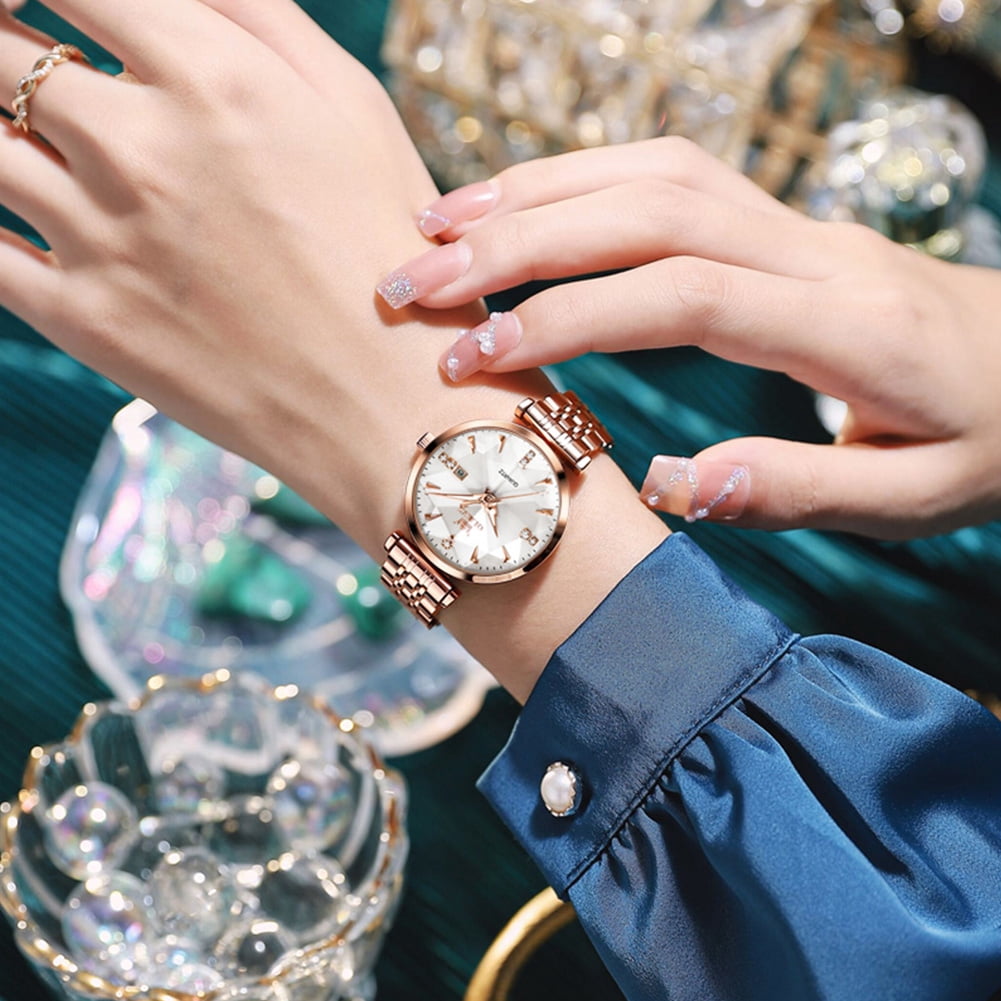 OLEVS Women Watch Fashion Rose Gold Diamond Analog Quartz Female Watch for Women Luxury Dress Ladies Stainless Steel Luminous Waterproof Date Wrist Watches
