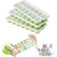 thumbnail image 5 of Molde para cubitos de hielo Vogacara 14 rejillas plástico silicona con tapa verde HA004890-01*4, 5 of 6