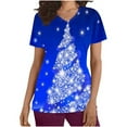 thumbnail image 2 of LSLJS Christmas Blouse d'Allaitement pour Femmes de Noël à Manches Courtes, Col en V, Imprimée, avec Poches, Scrub Tops, 2 of 5