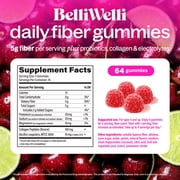 BelliWelli Daily Fiber Gummy Supplement with Probiotics, and Collagen - Cherry Limeade 64 Count