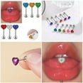 thumbnail image 2 of HOOUN Women LIP Rings Heart Tongue Ring Tongue Barbell Piercing Tongue Body Piercing-White, 2 of 9