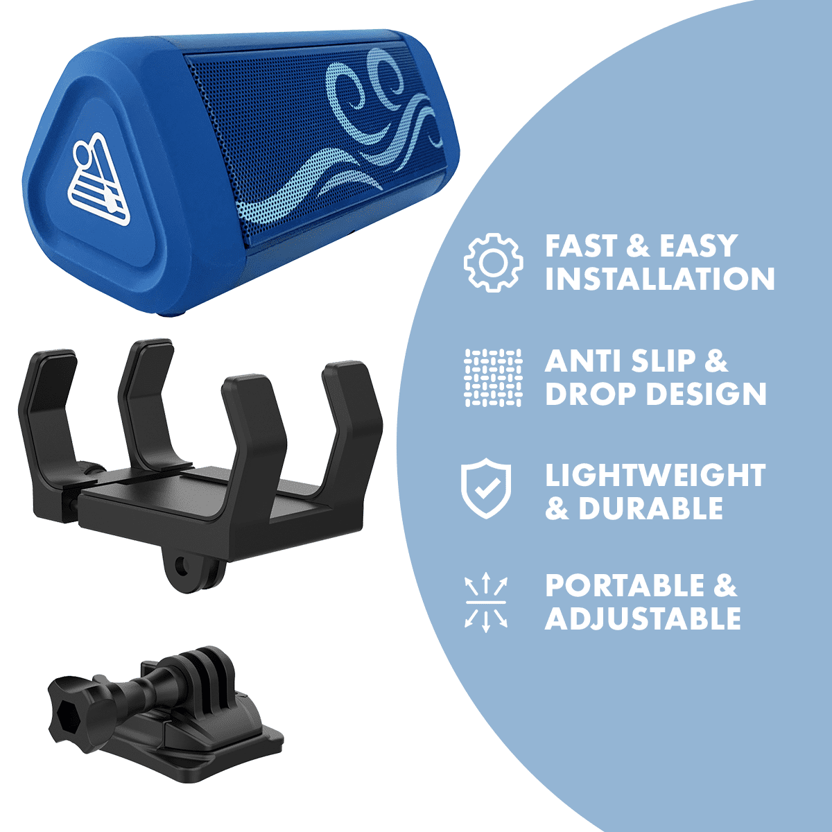 OontZ Golf & H2O Speaker Bracket and Clamp Mount - Attach Your Angle 3 Golf or Pro H2O Special Edition Speaker to Your Golf Cart, Pull Cart, Boat, Kayak or a Bar
