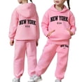 thumbnail image 2 of 10-11 Years Boy's 2 Piece Outfit Hoodie Pullover and Sweatpants Casual Pants Sweatsuits Dailywear Set 12-24 Months 2T 3T 4T 5T,Pink, 2 of 7