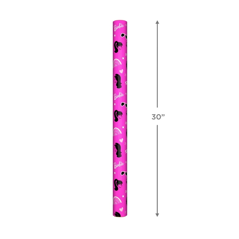 Hallmark Wrapping Paper 32 sq. ft. Barbie Icons on Pink Walmart