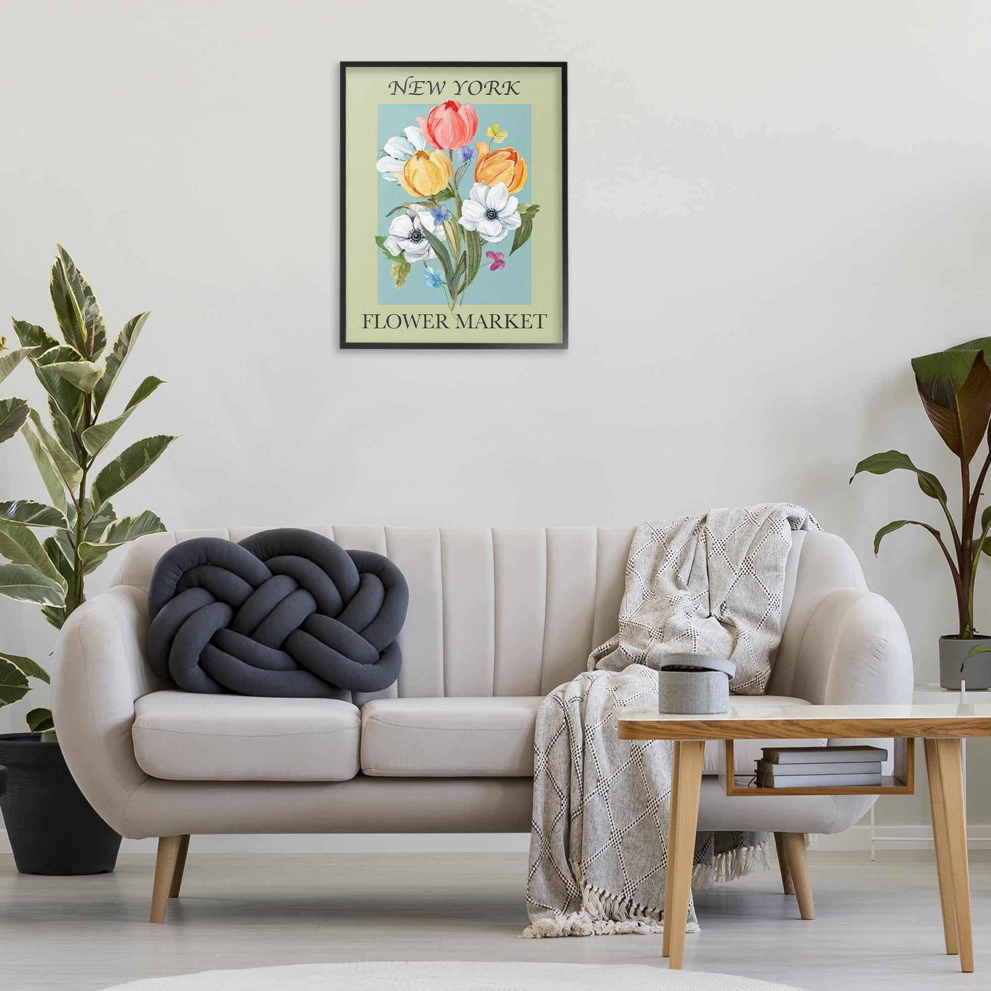 Stupell Industries New York Flower Market Botanical & Floral Painting Black Framed Art Print Wall Art, 24 x 30