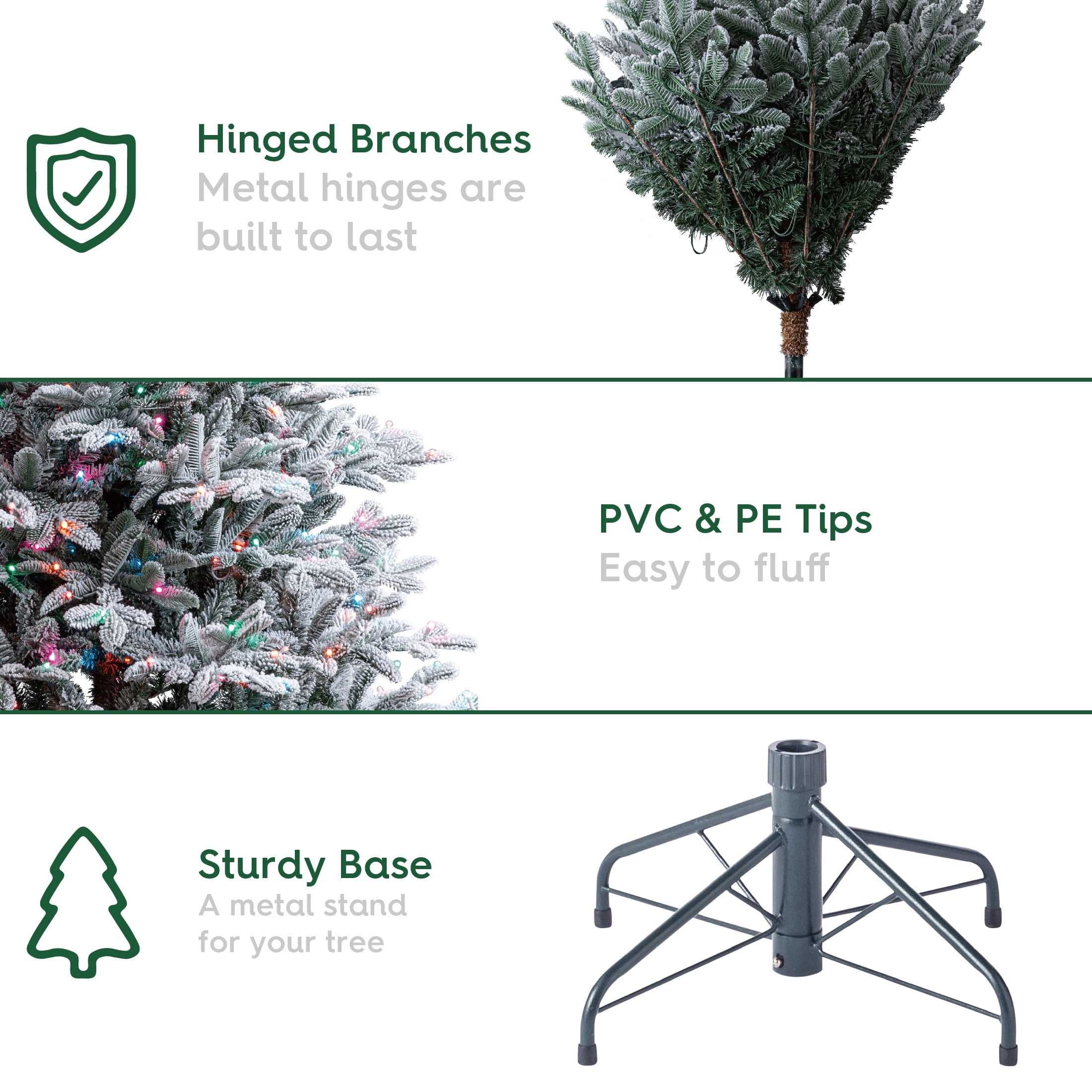 7.5' Pre-Lit Astoria Spruce Snow-Flocked Glitter Green Artificial Christmas Tree with LumaDazzle Color-Changing Twinkle LED Lights, Quick Set, and Stand, by Holiday Time