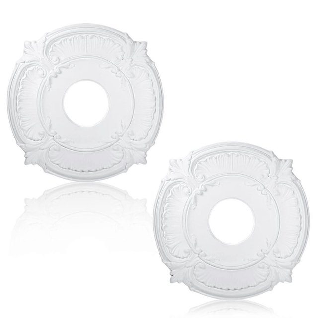 2 Pieces PU Ceiling Medallion Decorative Ceiling Fan Medallion for Light Fixtures Ceiling Fans Chand