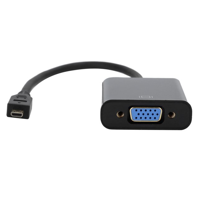 Video Converter Adapter, Plug And Play 1080P Video Converter, 1.8 X 1.8 X 0.6In Black Office Home For Desktop Computer Micro To VGA
