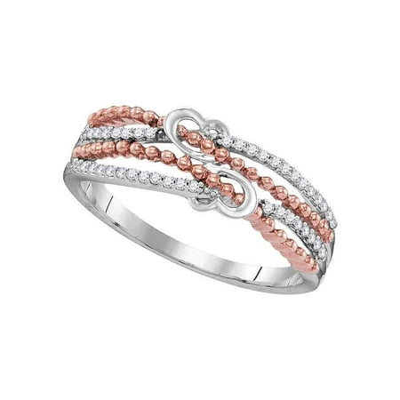 Tacori Diamond Jewelry 10kt White Gold Womens Round Diamond Heart Love Roped 2-tone Rose Band Ring 1/8 Cttw Diamond Fine Jewelry Ideal Gifts For Womens Gift Set From Heart ()
