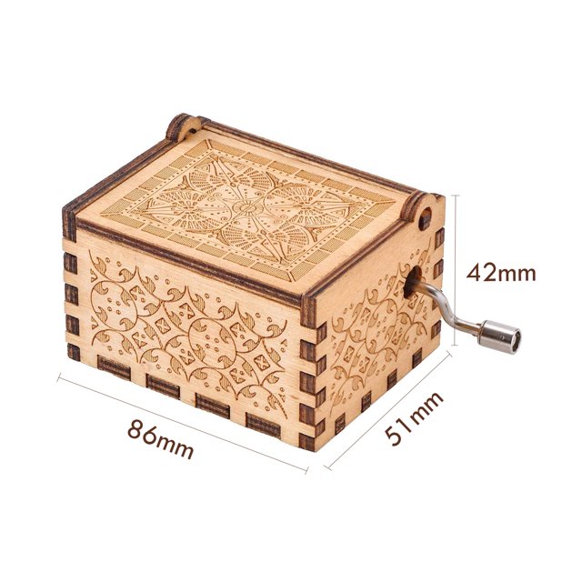 Caja de música de madera manivela ligera para decoraciones de recuerdos (G)