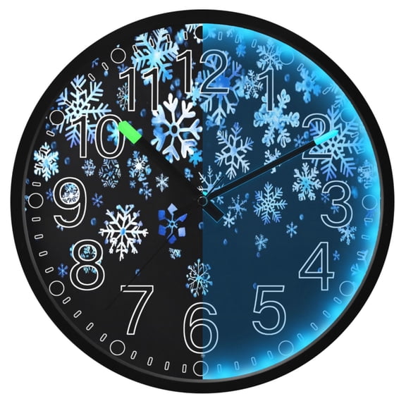 Ryvnso Blue Snowflake 12 Inch Night Light Wall Clock Silent Battery Operated Luminous Clocks