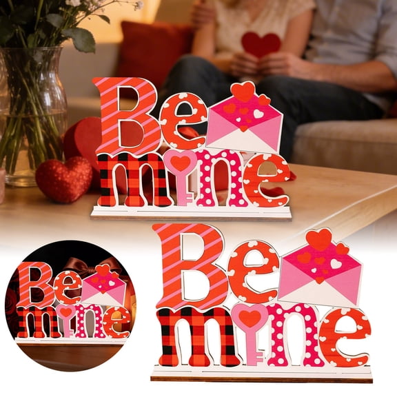 Valentine's Day Table Decorations Sign Wooden Table Centerpieces Red Love Heart Happy Valentines Day Decoration for Valentine Centerpiece Home Decor Dinner Table