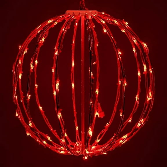 Light Ball Indoor-Outdoor Christmas Lighted Sphere Balls Party Decorations, Fold Flat Metal Frame  White Frame/Green Lights