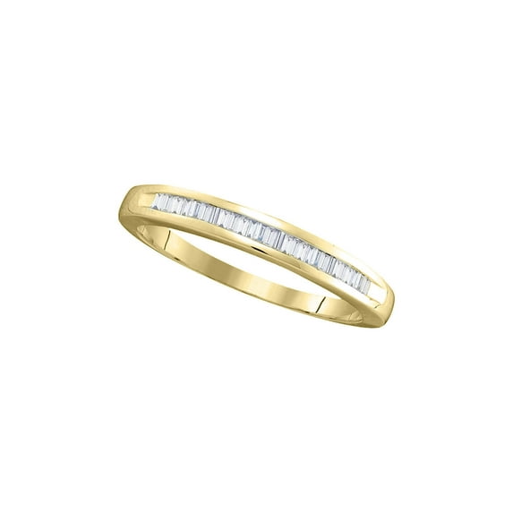 FB Jewels 14kt Yellow Gold Womens Baguette Diamond Wedding Band Ring 1/4 Cttw Size 5