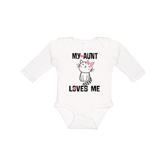 Inktastic My Aunt Loves Me Kitty Girls Long Sleeve Baby Bodysuit