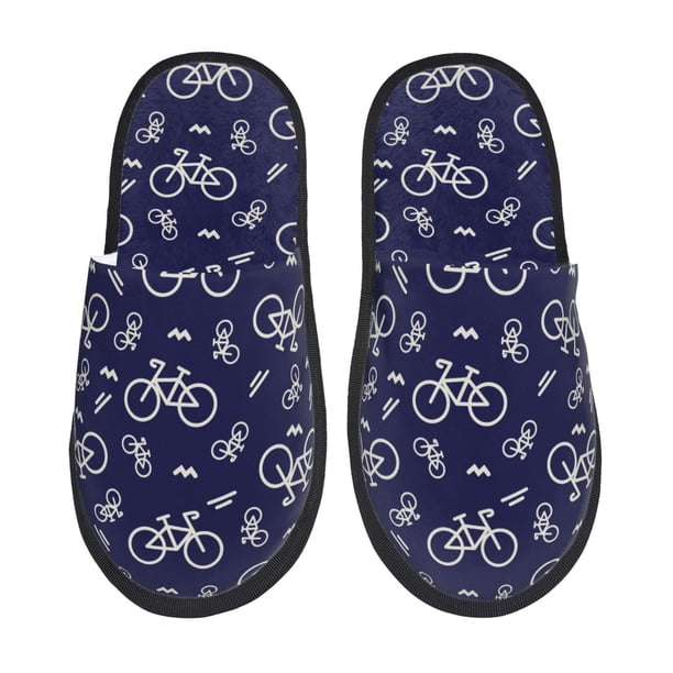 Fotbe Bicycle1 Pantuflas Peludas para Mujer con Estampado, Zapatillas de Peluche, Zapatos de Invierno para Casa, Uso Interior y Exterior-Large