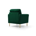 thumbnail image 5 of Accent Chair, Channel Tufted Velvet Couch with Metal Legs, Single Sofa Chair, Living Room Armchair with Thicken Seat Cushion and Backrest, Easy Assembly, Green, 5 of 7