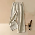 thumbnail image 7 of Ladies Linen Side Pleated Pants Casual Loose Fit Trousers Wide Leg Bottoms Breathable Comfortable Summer Vacation Beach Holiday Fashion | CSEONE,Blue XL, 7 of 7