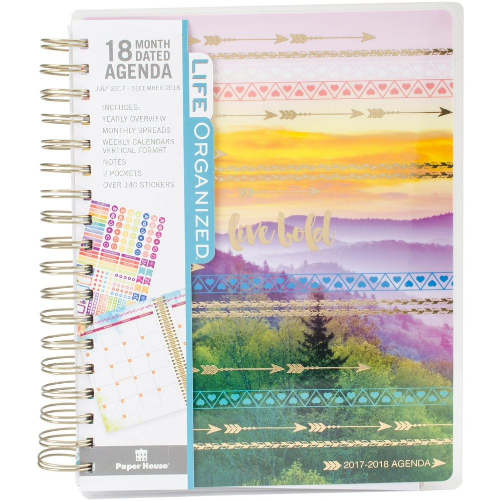 Paper House Spiral Bound Planner Dated 7.5"X8.5"Live Bold Dated Agenda