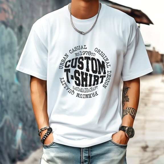 Men's T Shirt Round Neck Patterned Tee Summer New Sports Shirt Vintage Style Gift for Friends XS