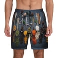 thumbnail image 3 of Uemuo Various Herbs And Spices In Spoons Pattern Mens Swim Trunks Quick Dry Board Shorts with Mesh Lining, Stretch Beach Shorts Quick Dry No-Chafing Board Shorts-Small, 3 of 9