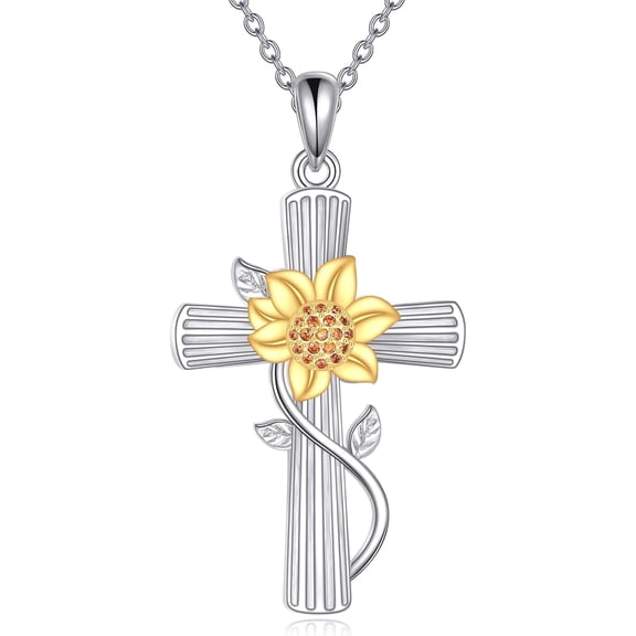 Cross Necklace for Women 925 Sterling Silver Sunflower/Cardinal/Butterfly Cross Pendant Jewelry Gift for Women