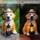 thumbnail image 4 of Garden Dog Statues - Adorable Resin Dog Figurines with Straw Hat and Solar LED Lantern, Puppy Decor Outdoor Solar Light, 4 of 5